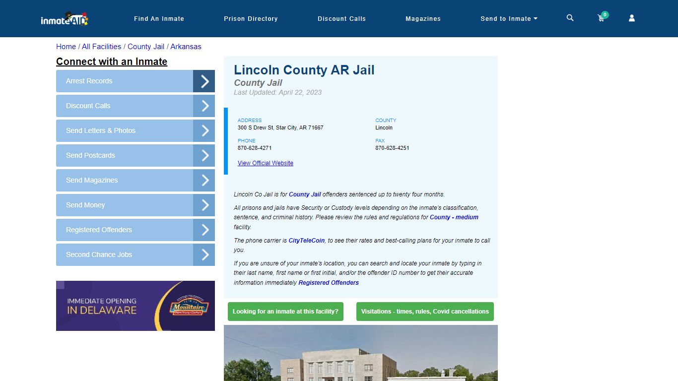 Lincoln County AR Jail - Inmate Locator - Star City, AR