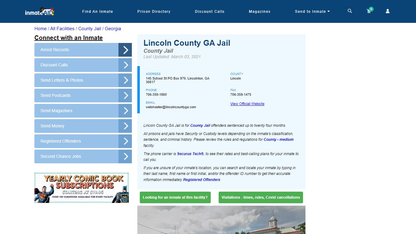 Lincoln County GA Jail - Inmate Locator - Lincolnton, GA