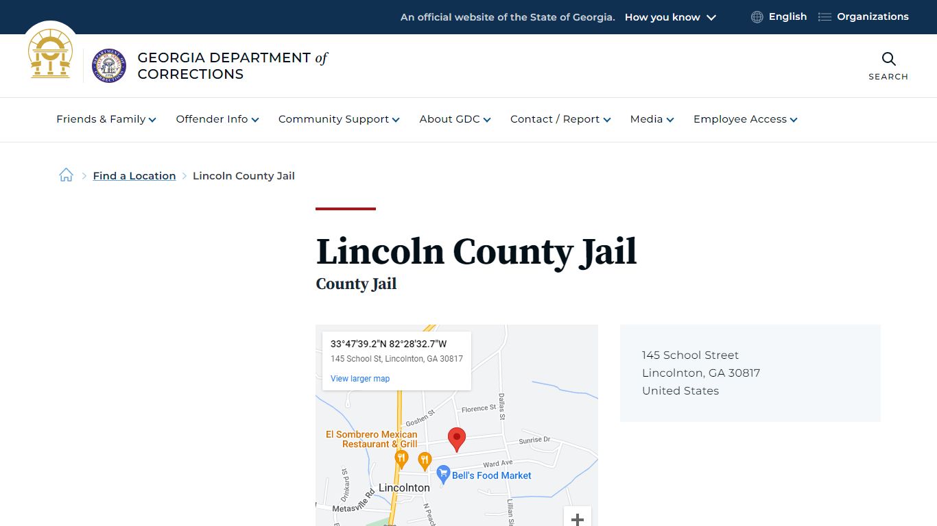 Lincoln County Jail | Georgia Department of Corrections
