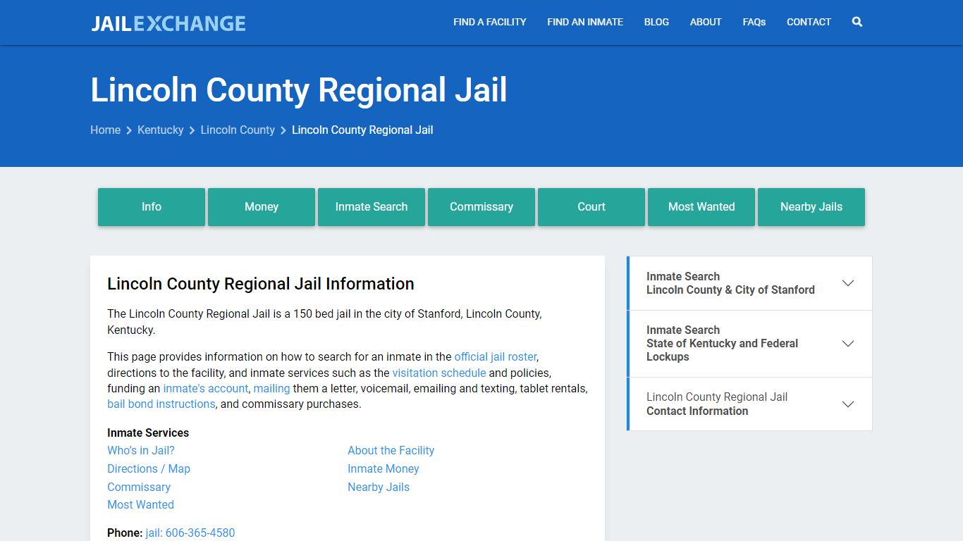 Lincoln County Regional Jail, KY Inmate Search, Information
