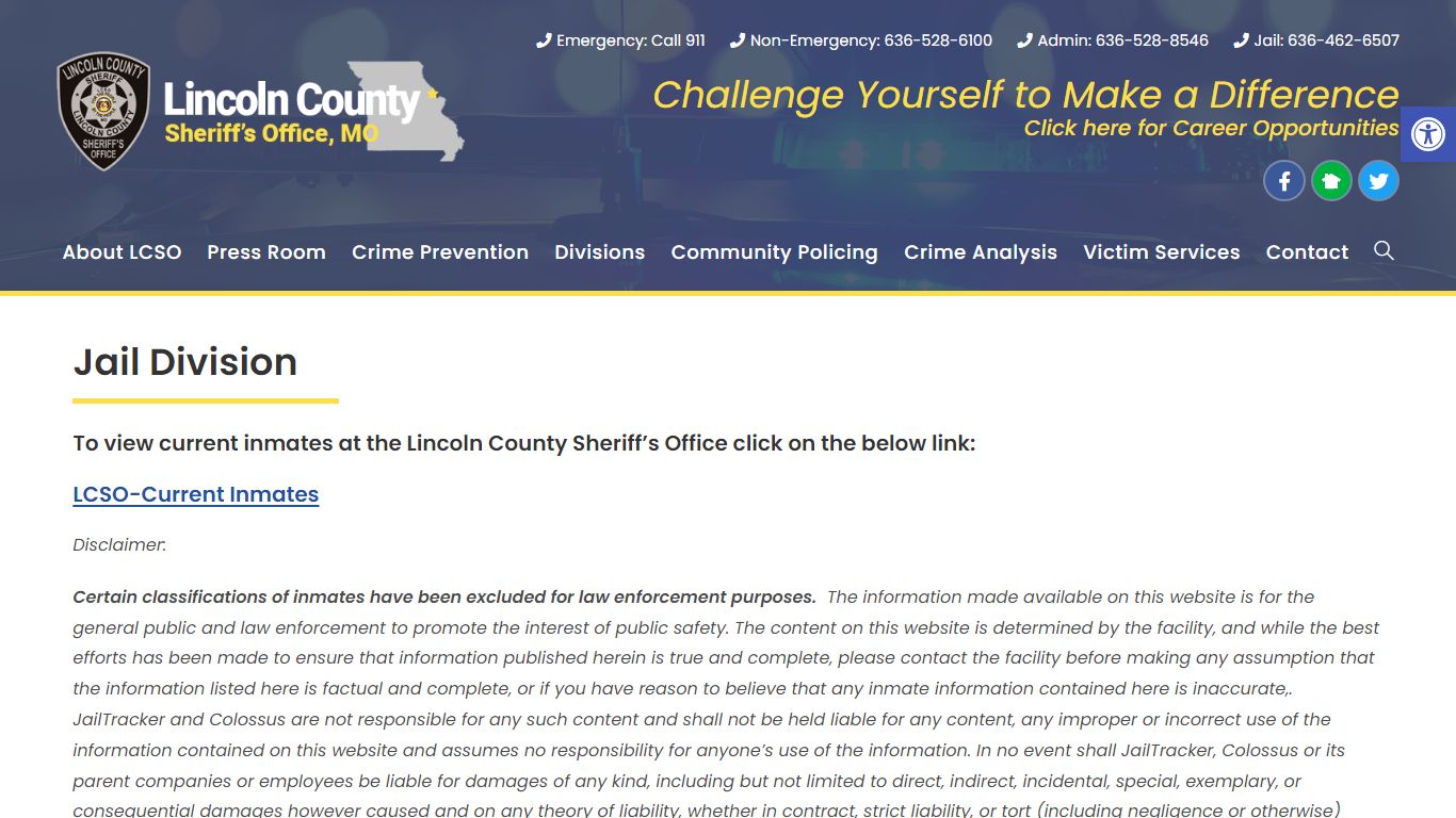 Jail Division – Lincoln County Sheriff's Office, Missouri