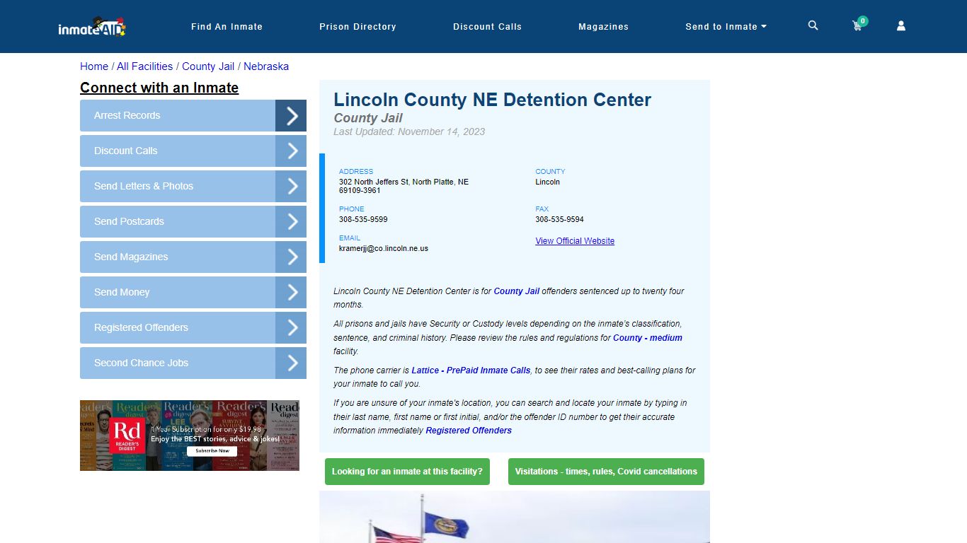 Lincoln County NE Detention Center - Inmate Locator - North Platte, NE
