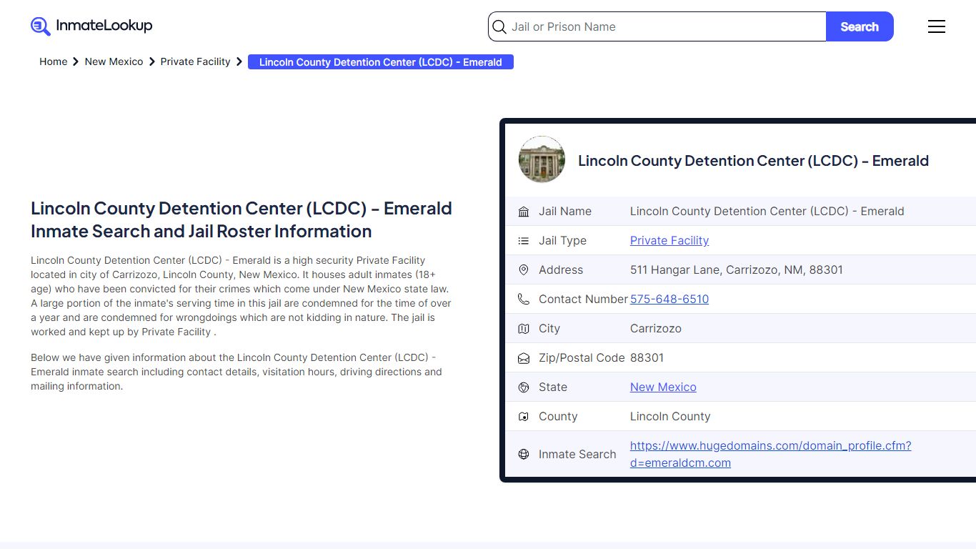 Lincoln County Detention Center (LCDC) - Inmate Lookup