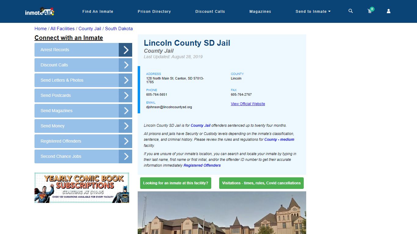 Lincoln County SD Jail - Inmate Locator - Canton, SD