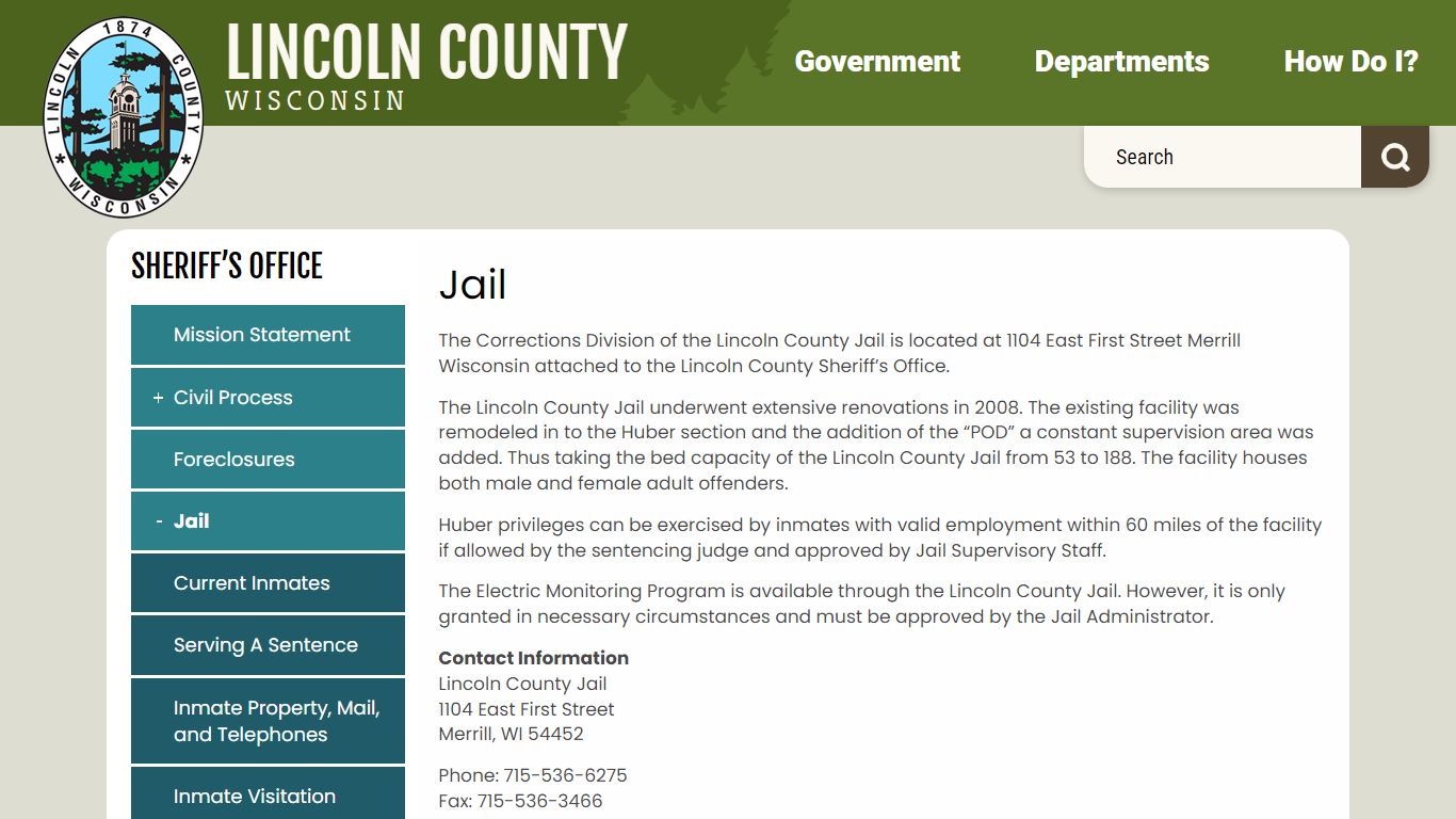 Jail | Lincoln County, Wisconsin