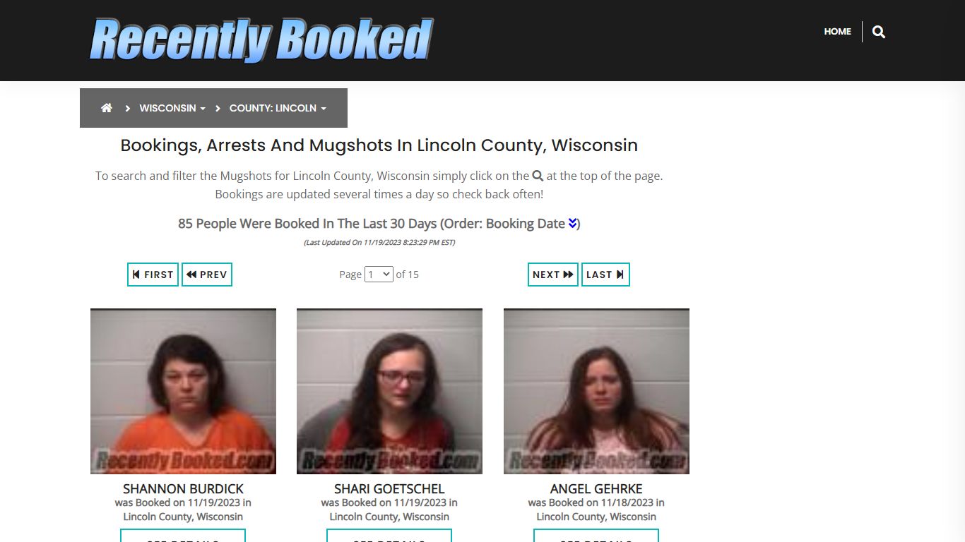 Bookings, Arrests and Mugshots in Lincoln County, Wisconsin