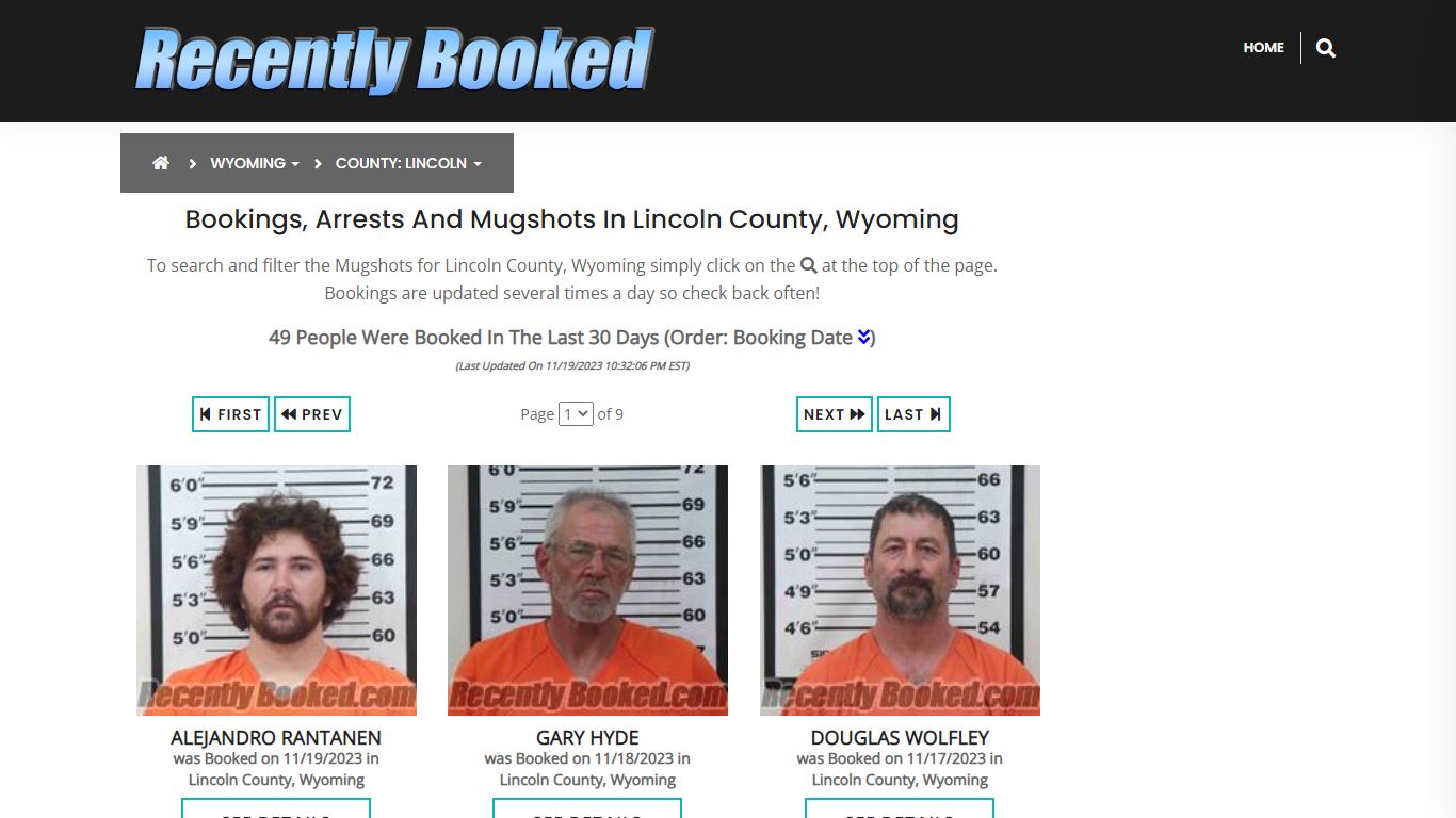 Bookings, Arrests and Mugshots in Lincoln County, Wyoming