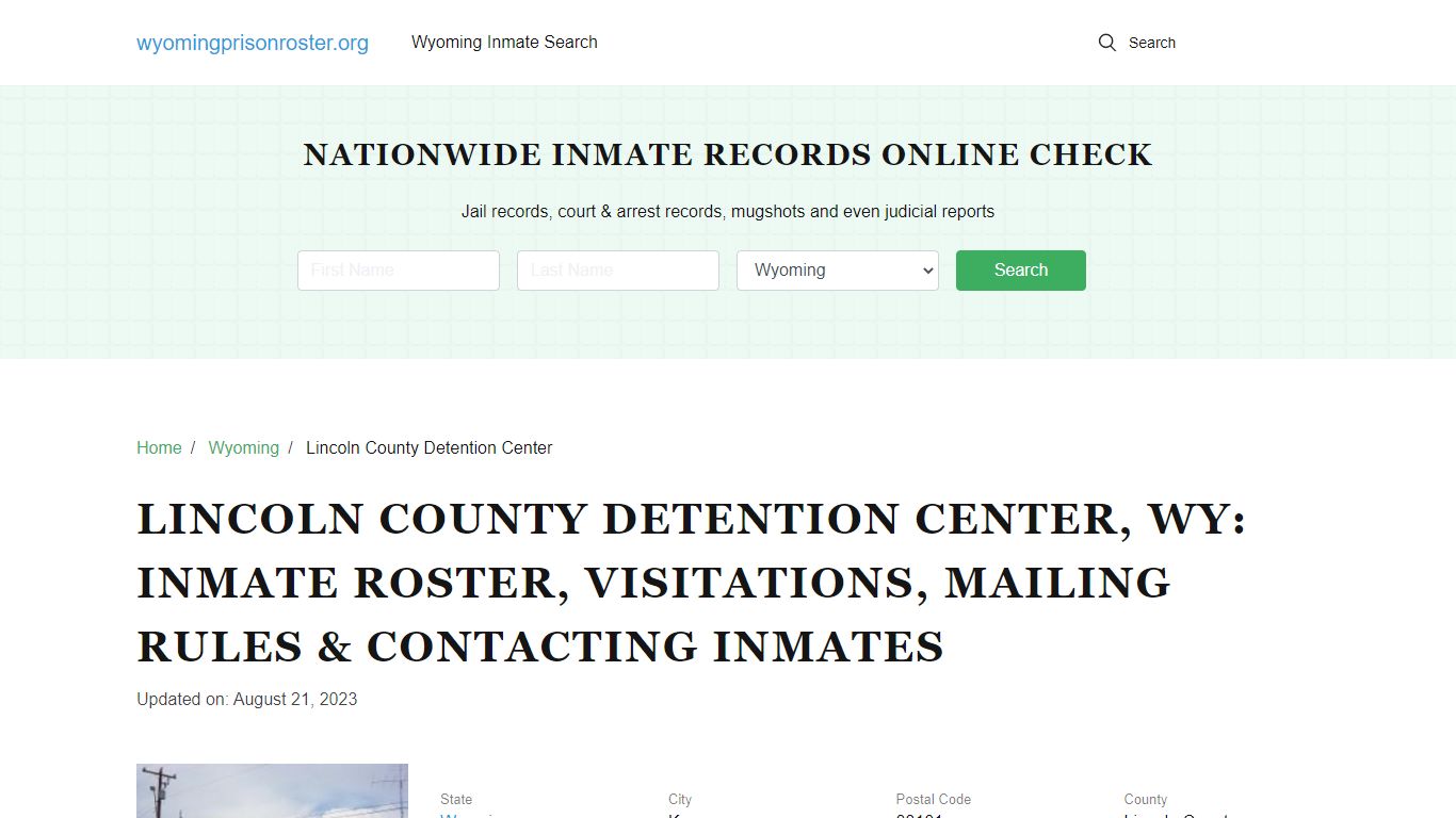 Lincoln County Detention Center, WY: Inmate Search, Visitations ...