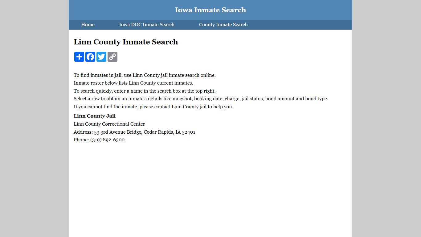 Linn County Inmate Search