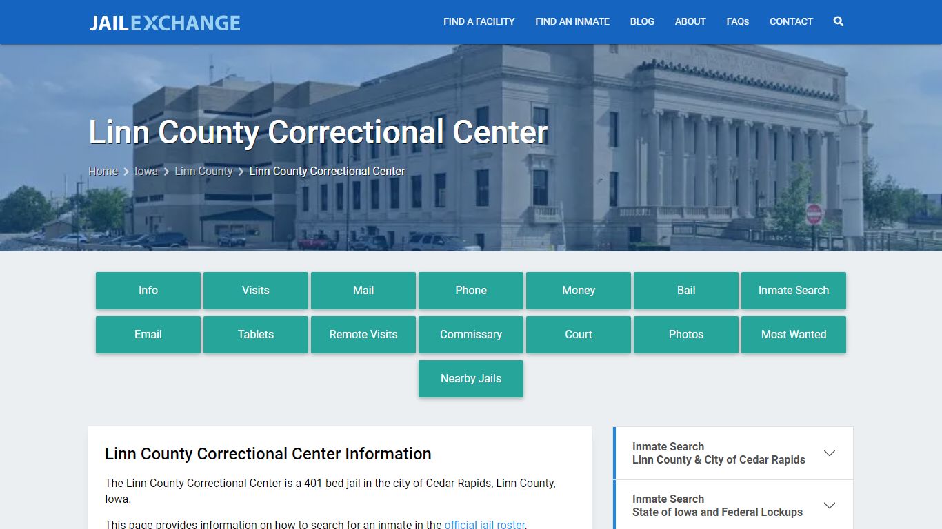 Linn County Correctional Center, IA Inmate Search, Information