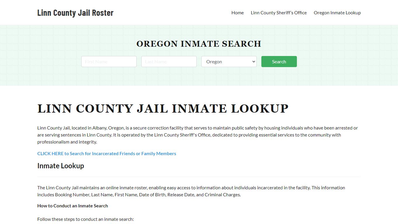 Linn County Jail Roster Lookup, OR, Inmate Search