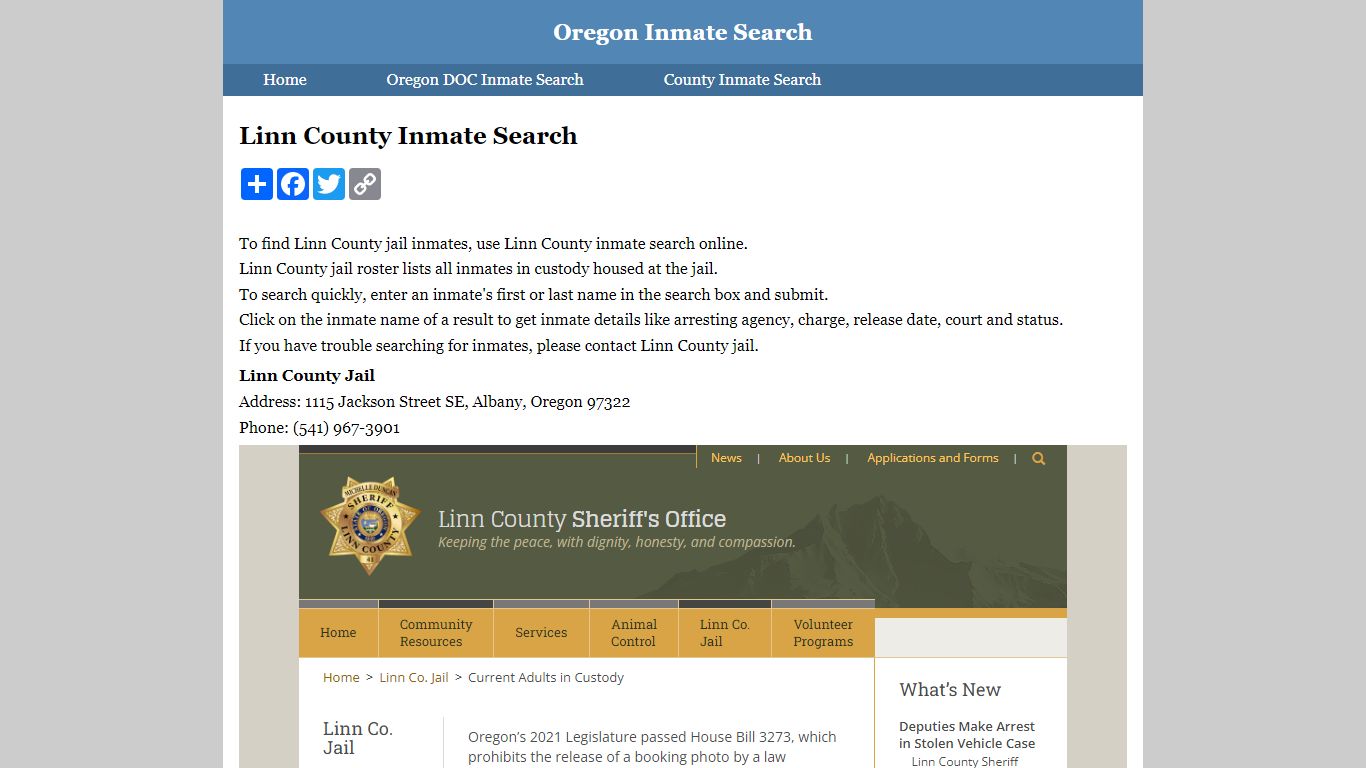 Linn County Inmate Search