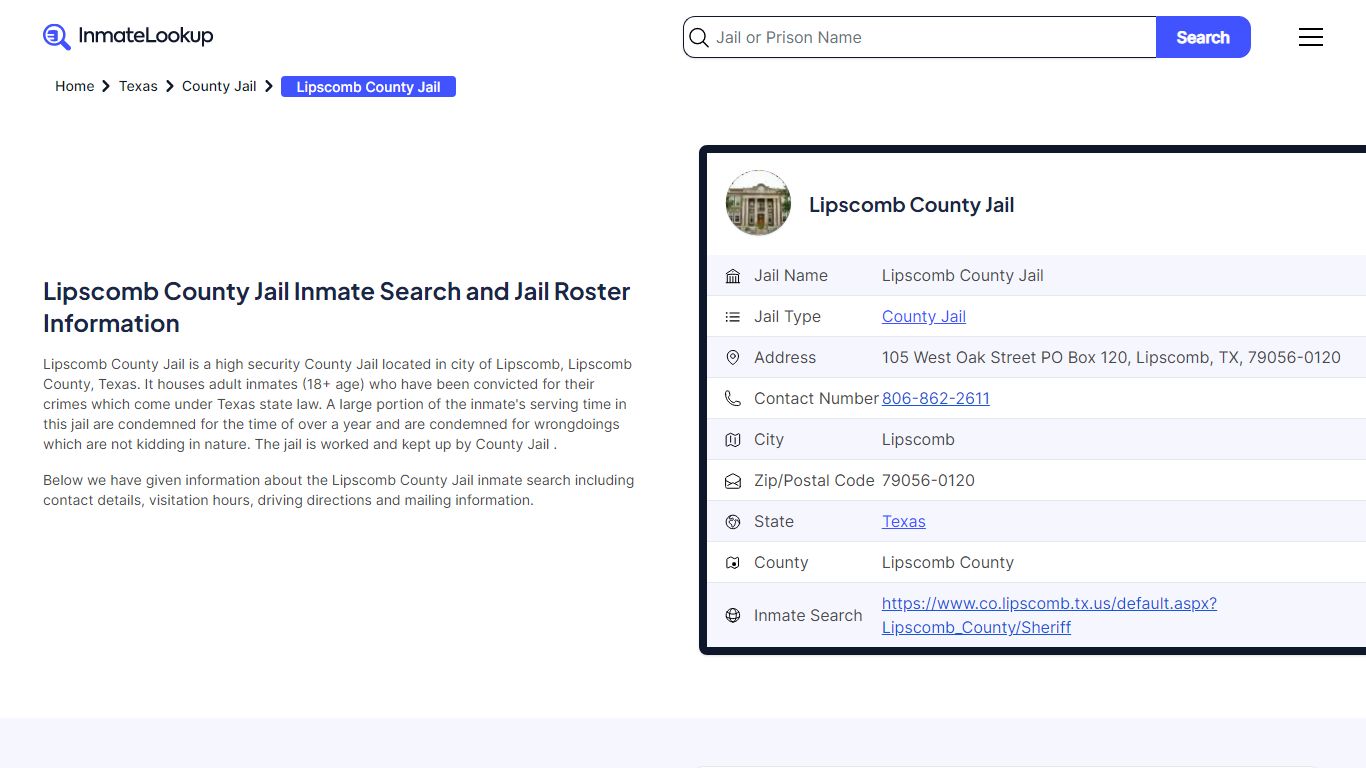 Lipscomb County Jail (TX) Inmate Search Texas - Inmate Lookup
