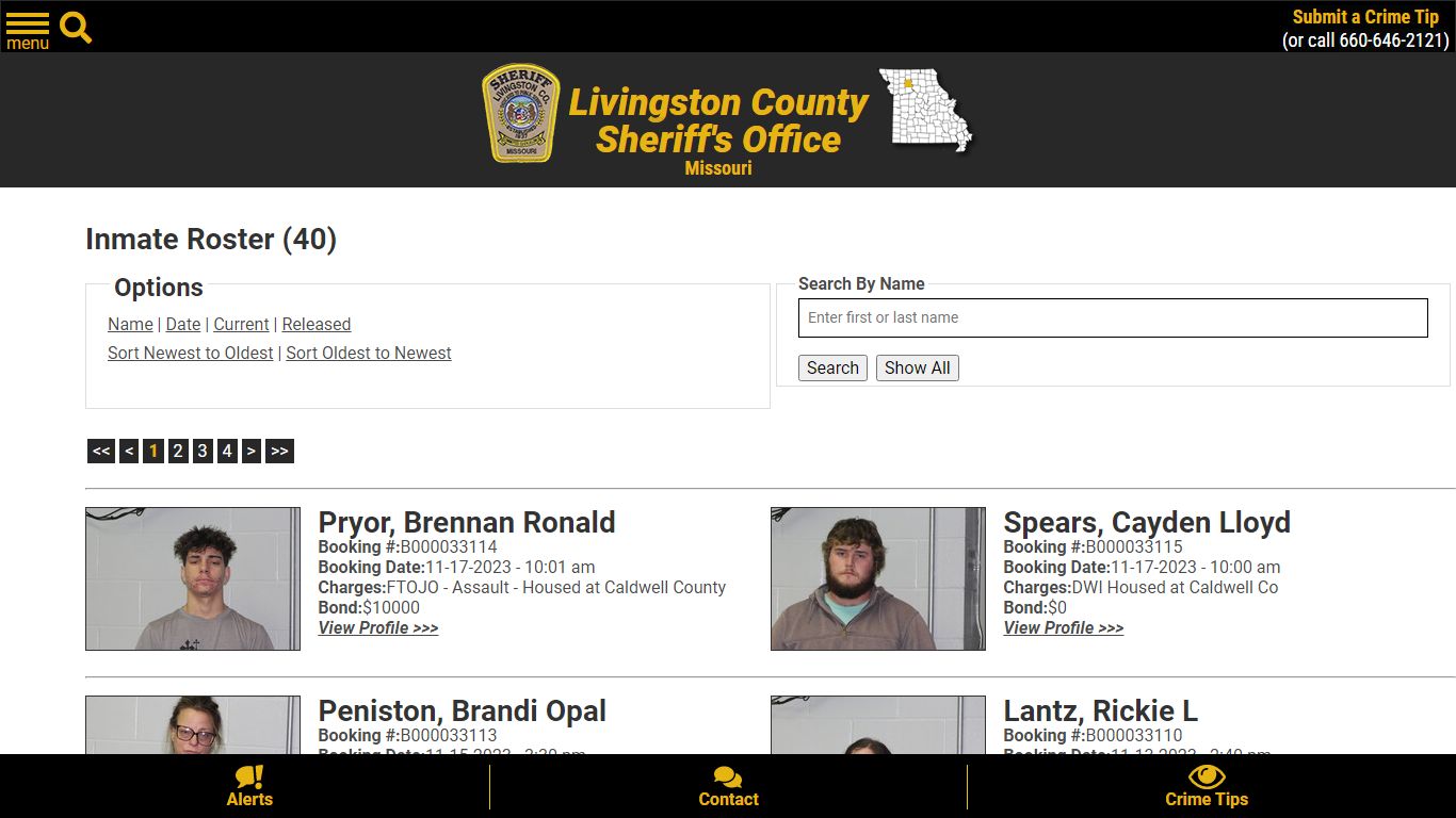 Inmate Roster (39) - Livingston County Missouri Sheriff