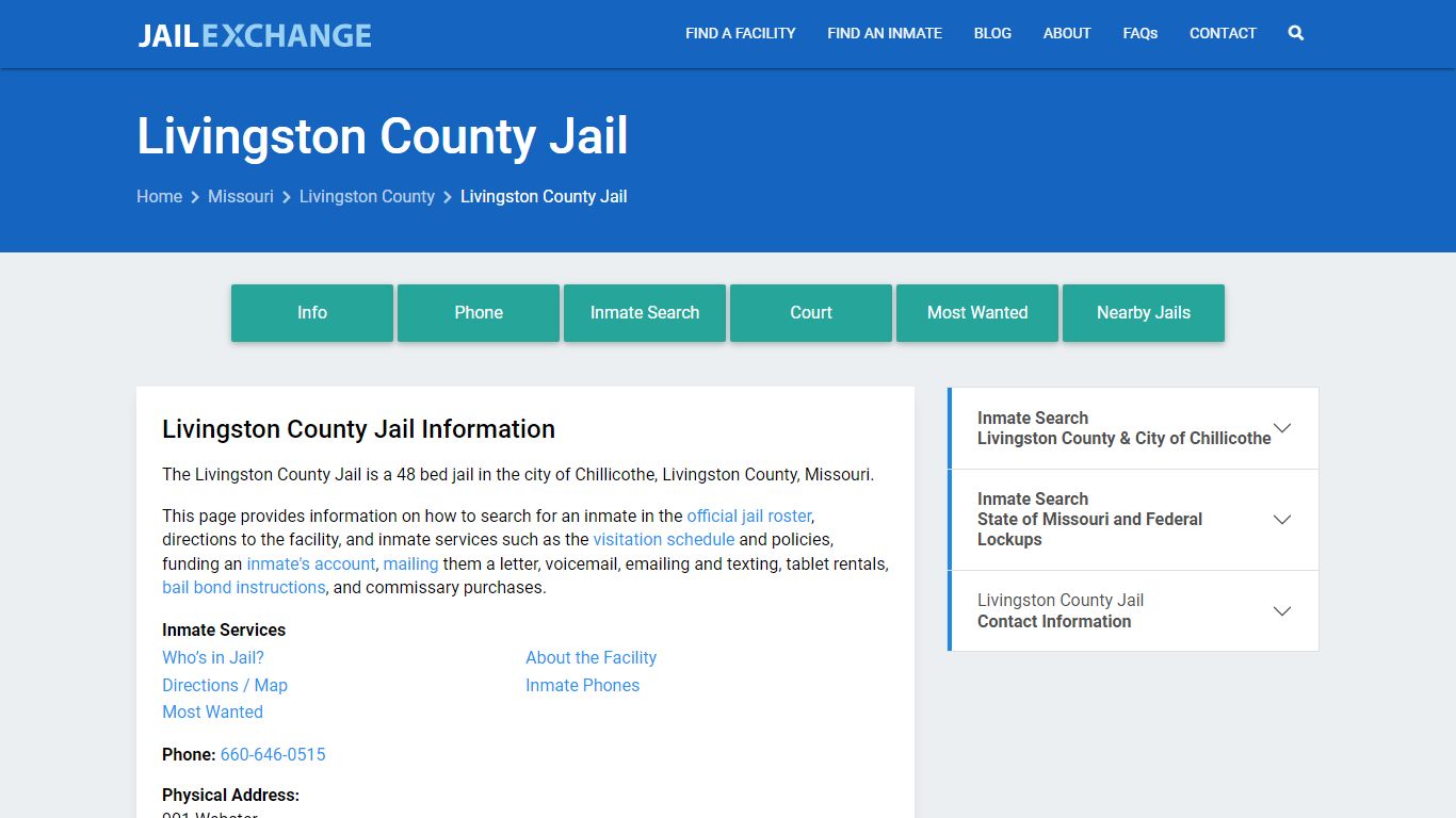 Livingston County Jail, MO Inmate Search, Information