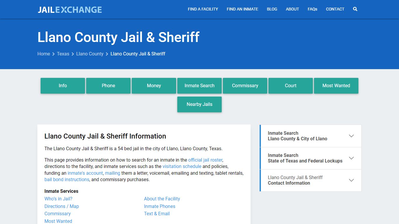 Llano County Jail & Sheriff, TX Inmate Search, Information