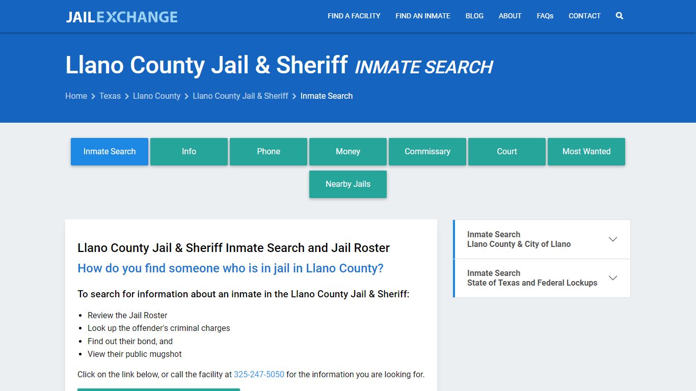 Llano County Jail & Sheriff Inmate Search - Jail Exchange