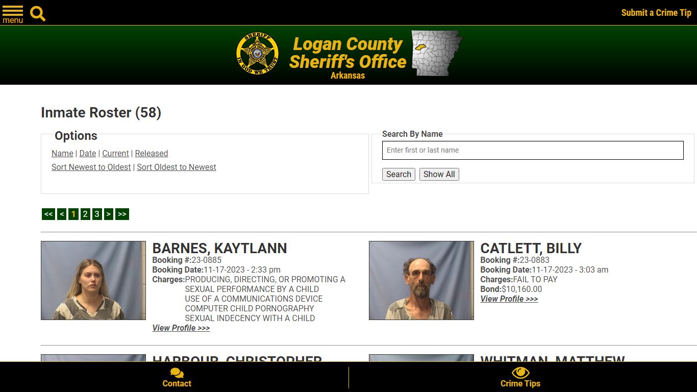 Inmate Roster - Current Inmates Booking Date Descending - Logan County ...