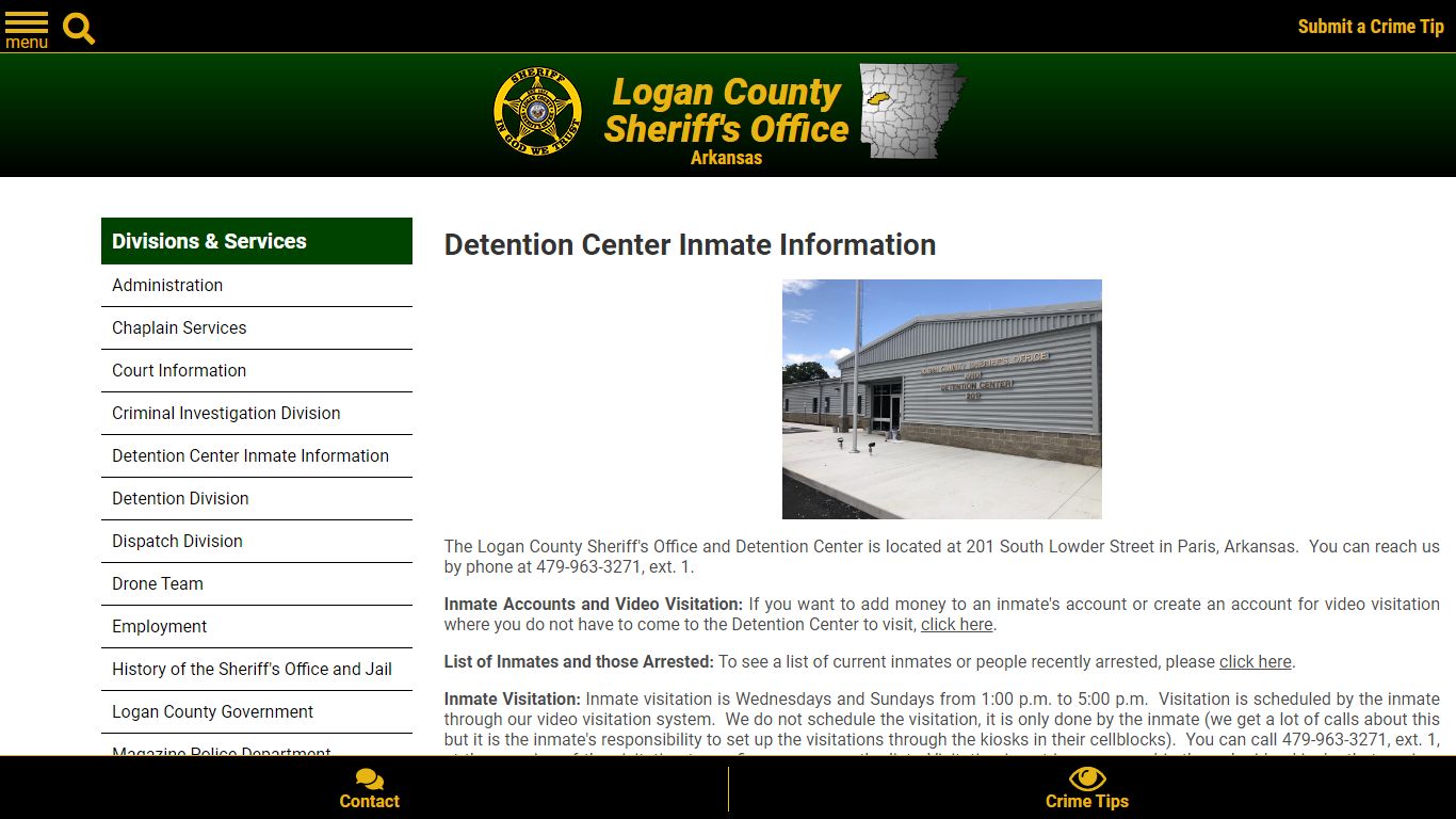 Detention Center Inmate Information | Logan County Sheriff's Office ...