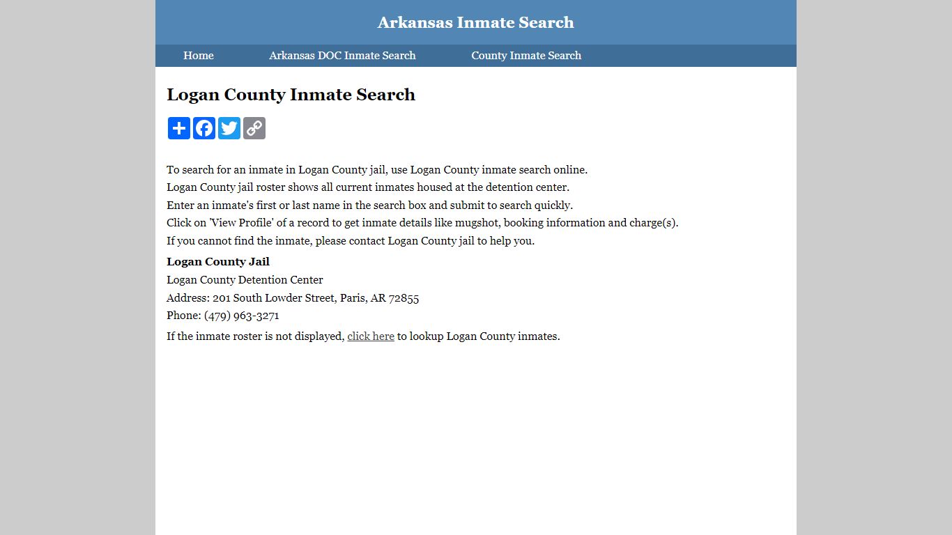 Logan County Inmate Search