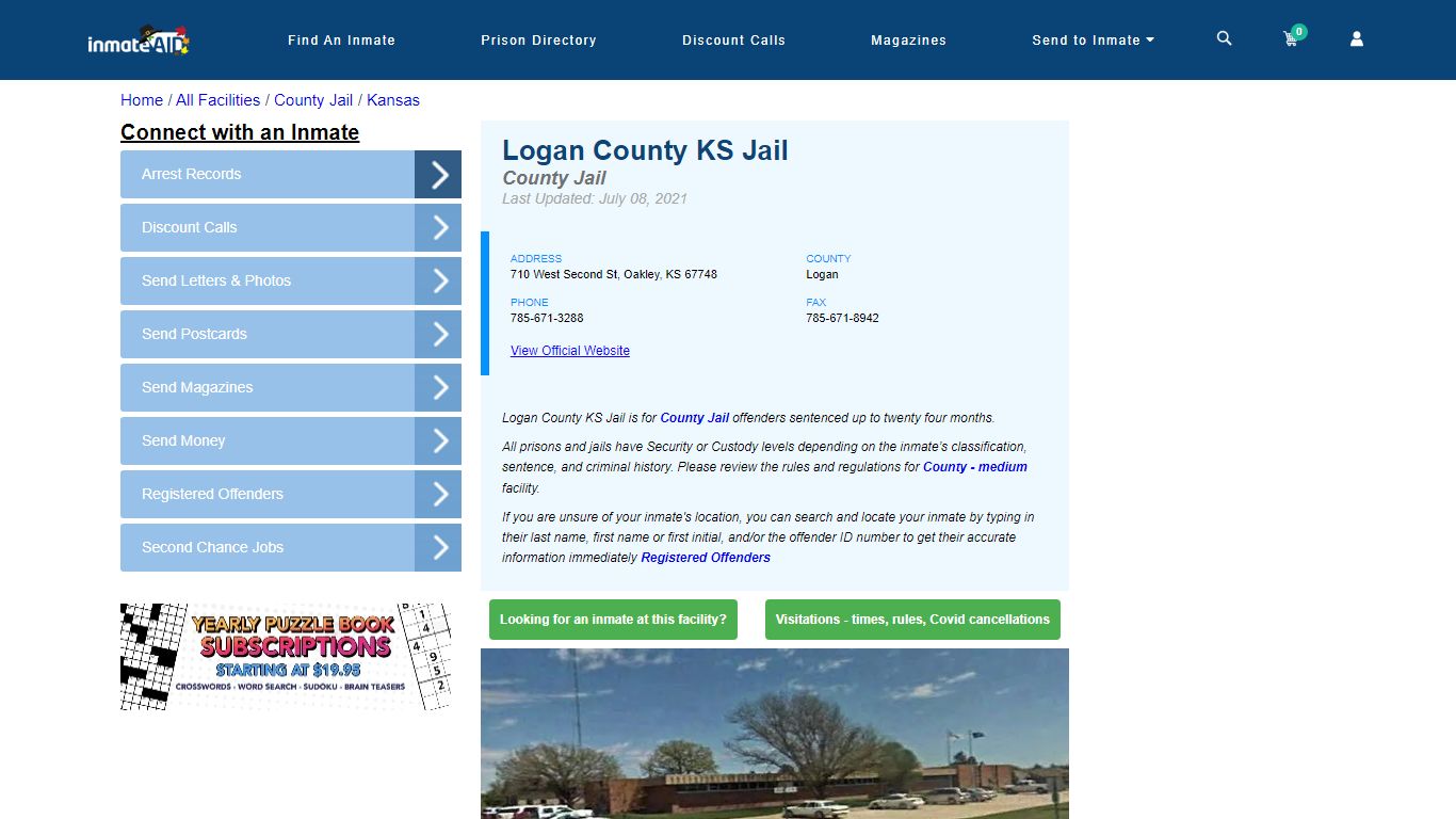 Logan County KS Jail - Inmate Locator - Oakley, KS