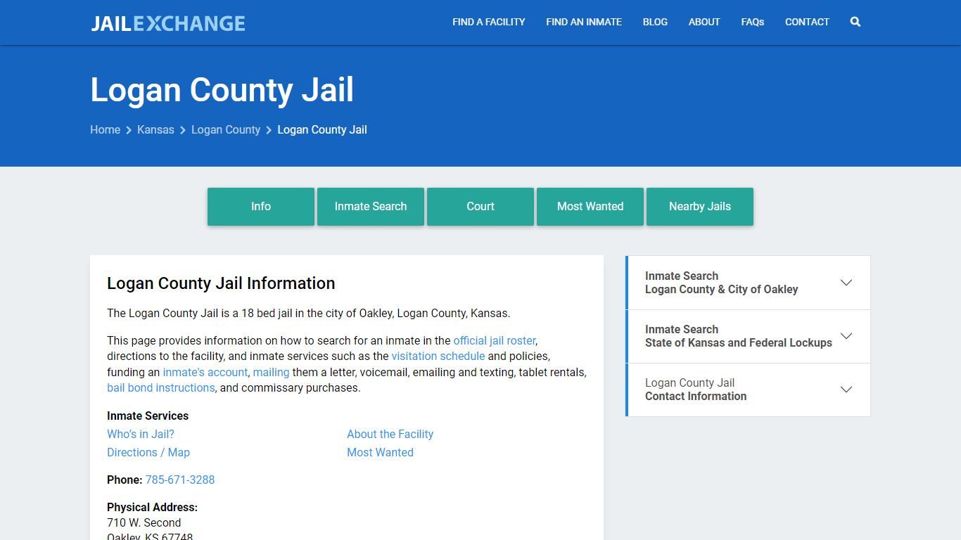 Logan County Jail, KS Inmate Search, Information