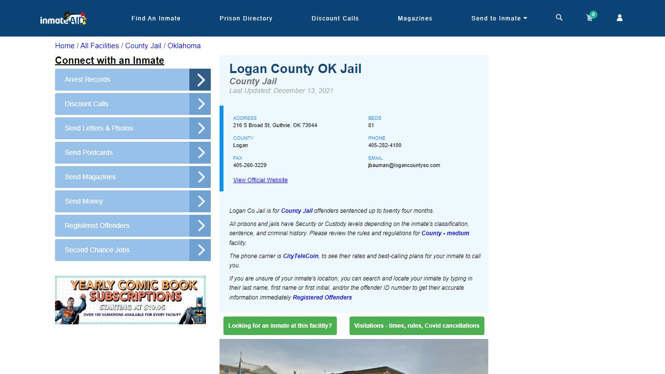 Logan County OK Jail - Inmate Locator - Guthrie, OK