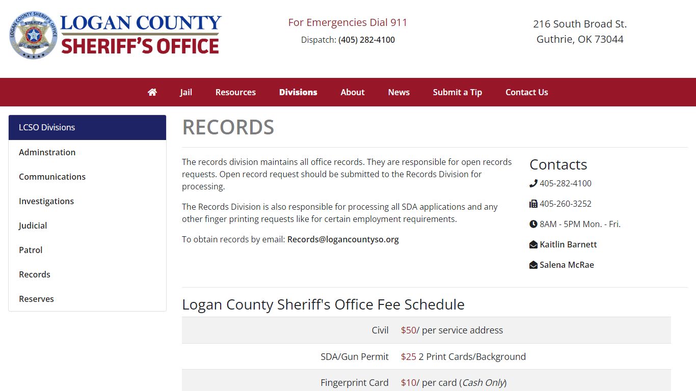 Records Division - Logan County Sheriff's Office
