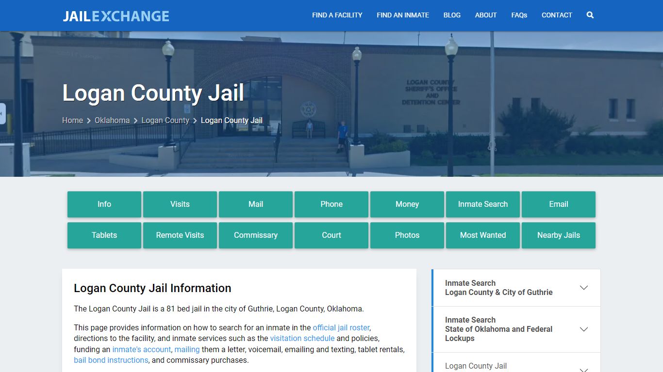 Logan County Jail, OK Inmate Search, Information