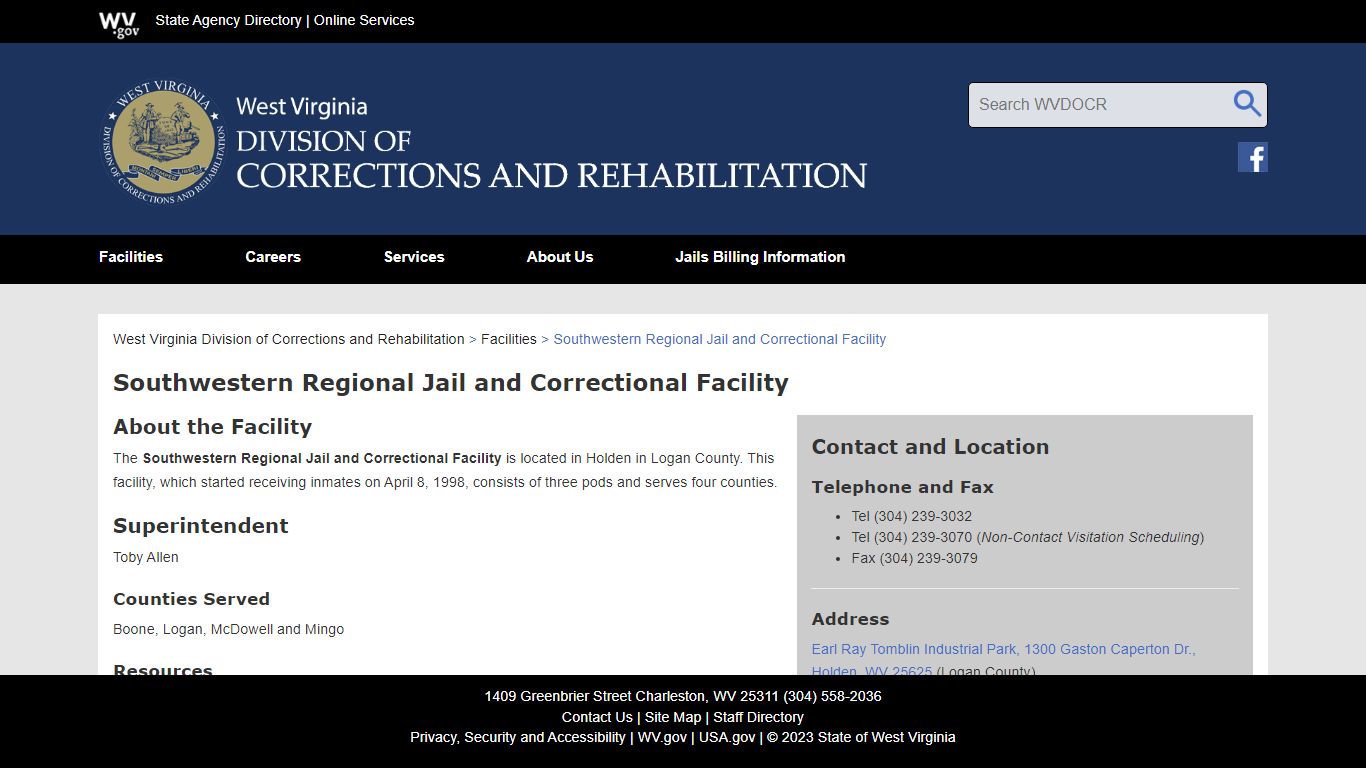 Southwestern Regional Jail and Correctional Facility - West Virginia