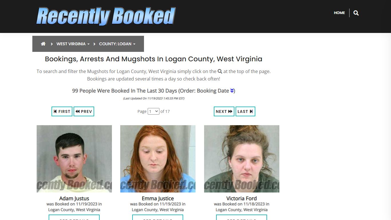 Bookings, Arrests and Mugshots in Logan County, West Virginia