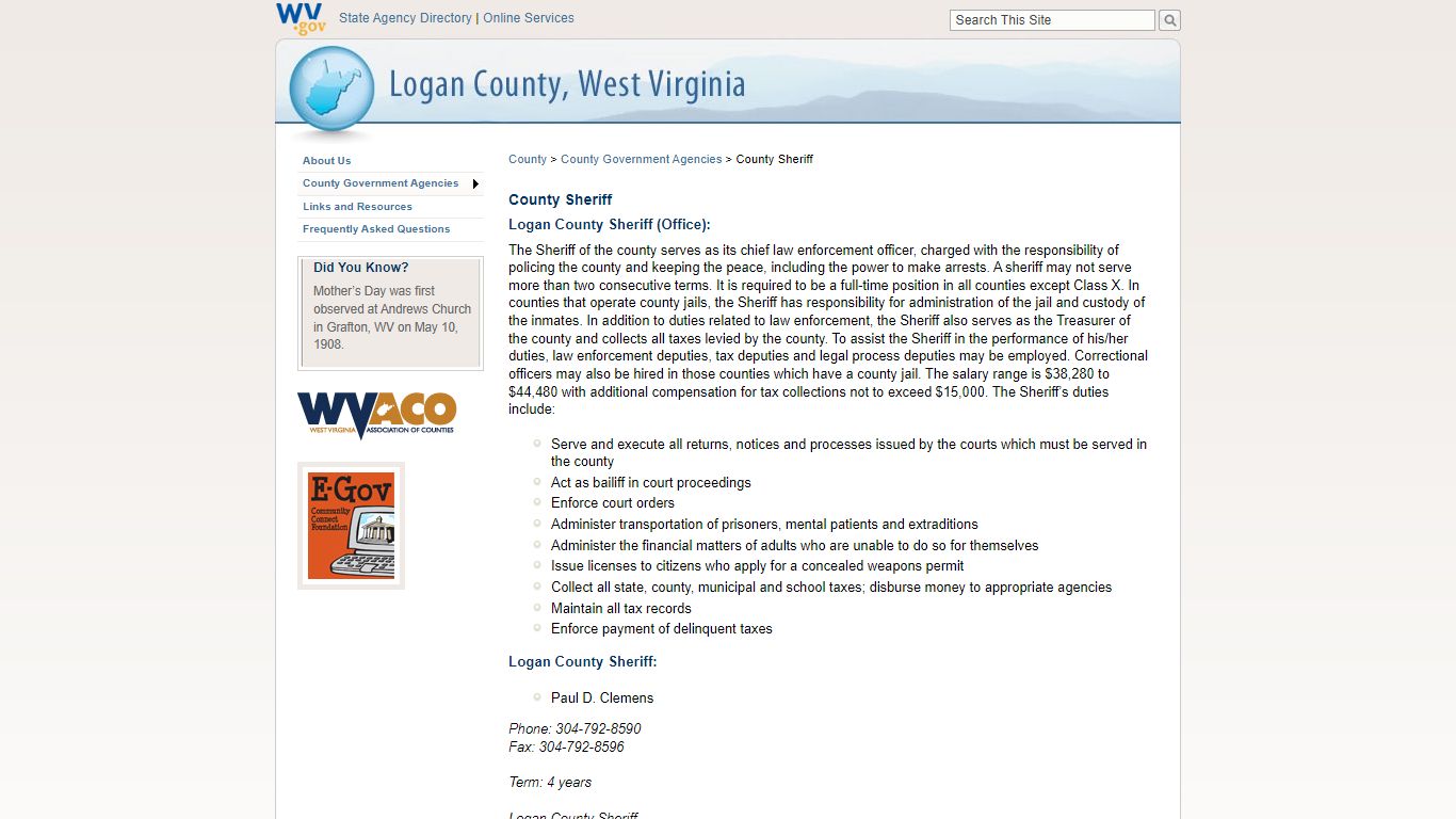 County Sheriff - Logan County, West Virginia