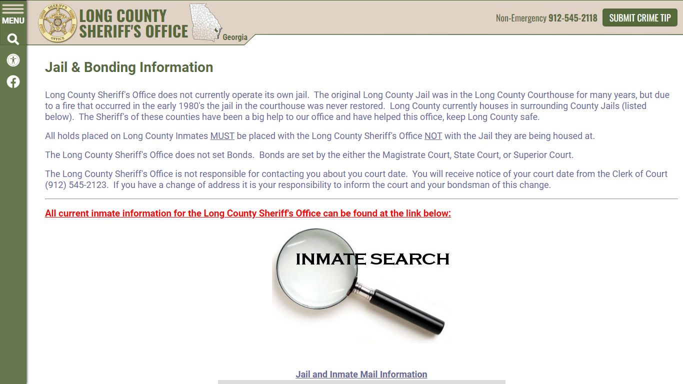 Jail & Bonding Information - Long County GA Sheriff's Office