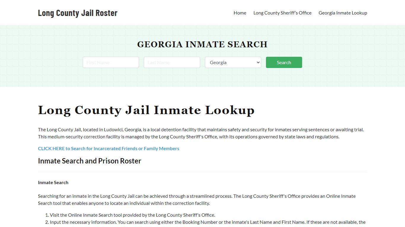 Long County Jail Roster Lookup, GA, Inmate Search
