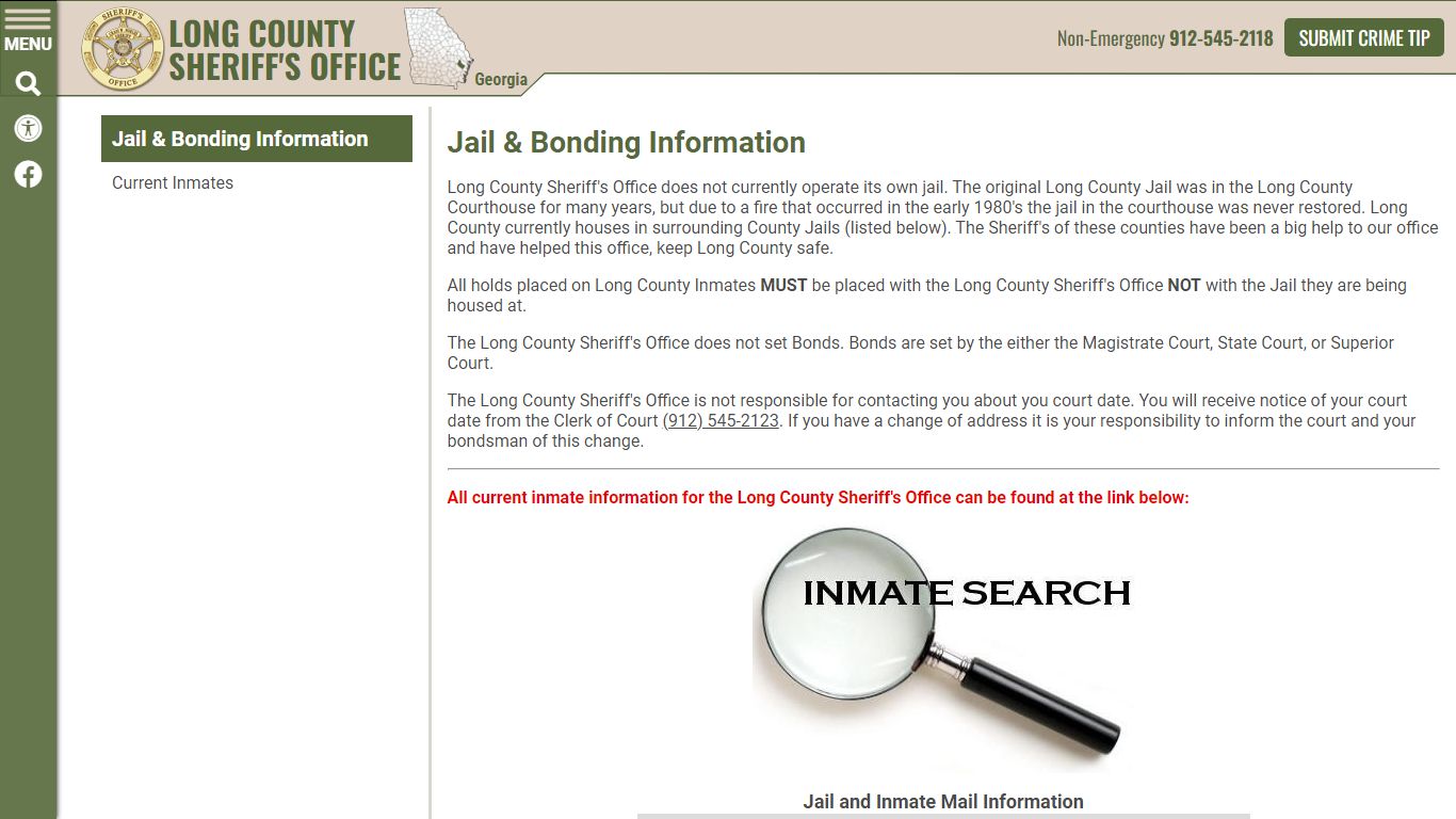 Jail & Bonding Information | Long County GA Sheriff's Office