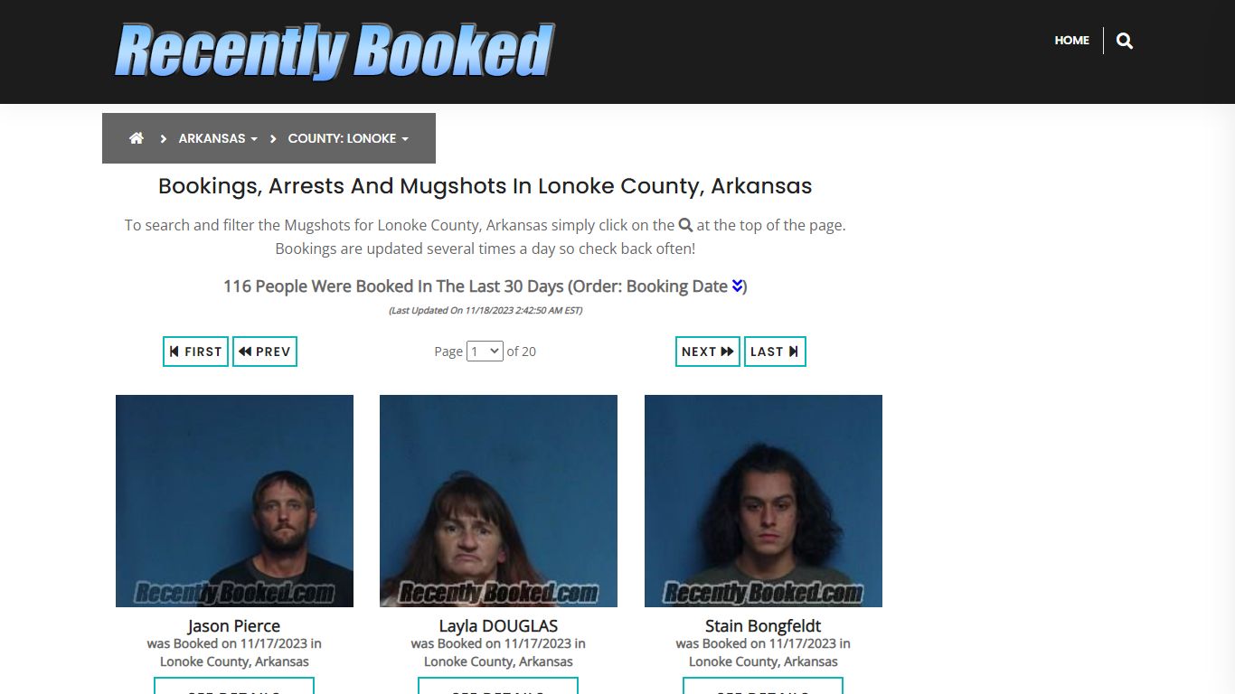 Recent bookings, Arrests, Mugshots in Lonoke County, Arkansas