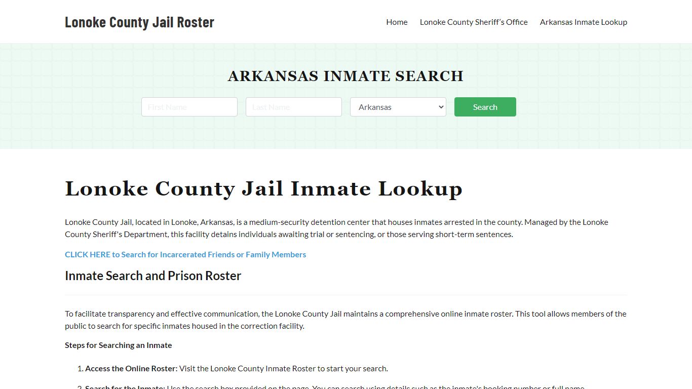 Lonoke County Jail Roster Lookup, AR, Inmate Search