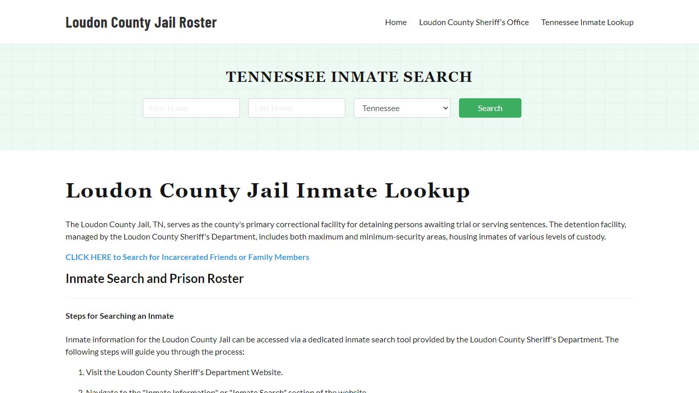 Loudon County Jail Roster Lookup, TN, Inmate Search