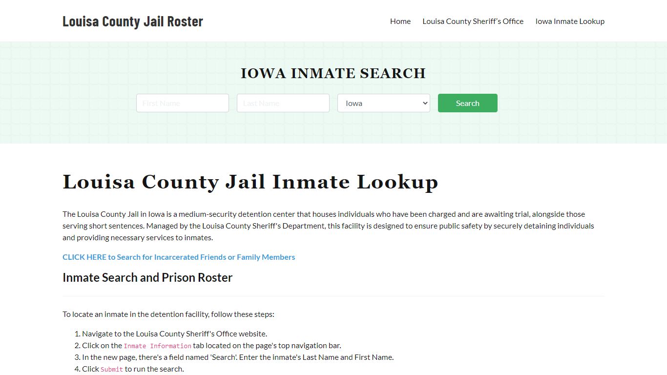 Louisa County Jail Roster Lookup, IA, Inmate Search