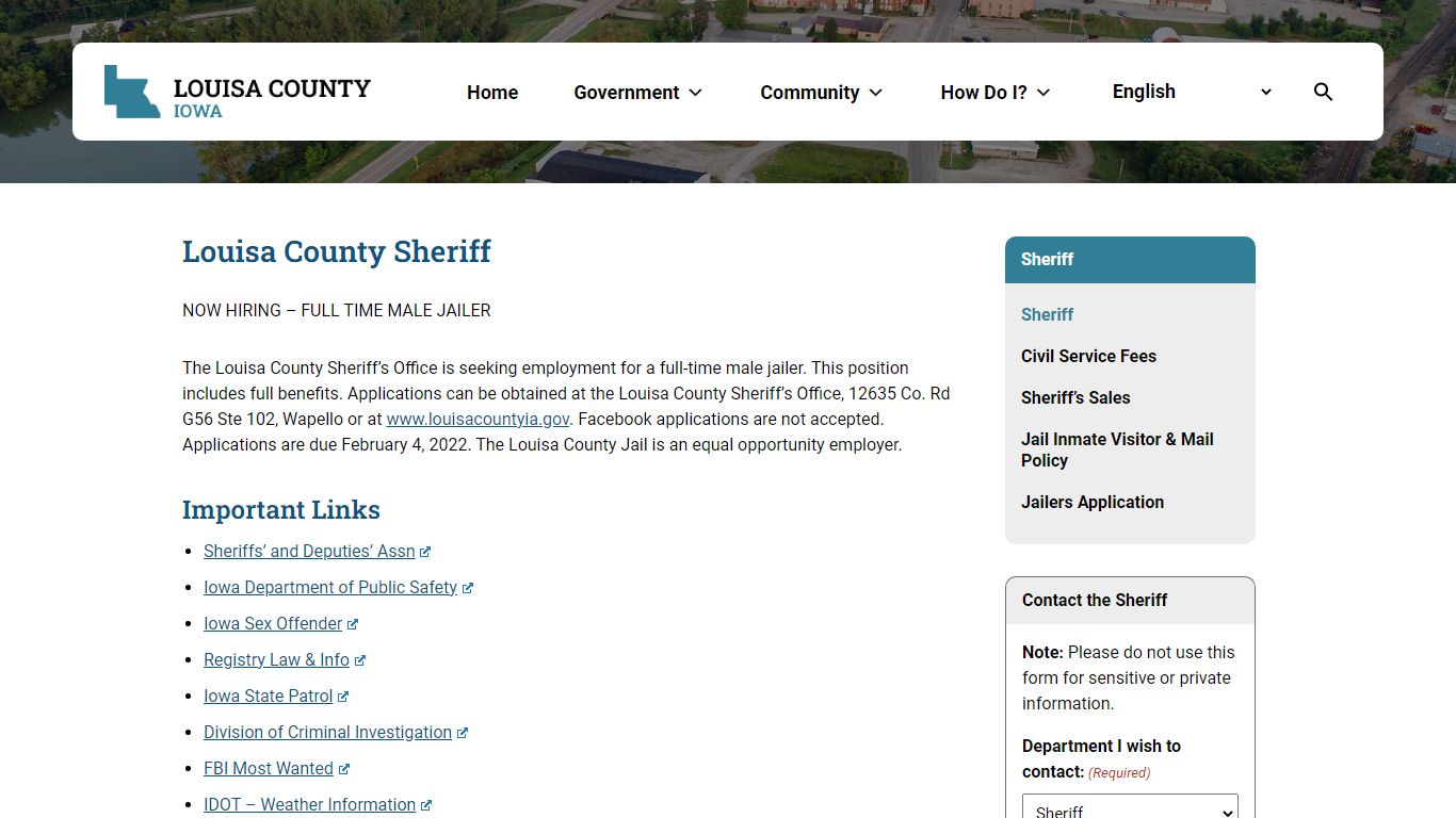 Louisa County Sheriff : Louisa County, Iowa