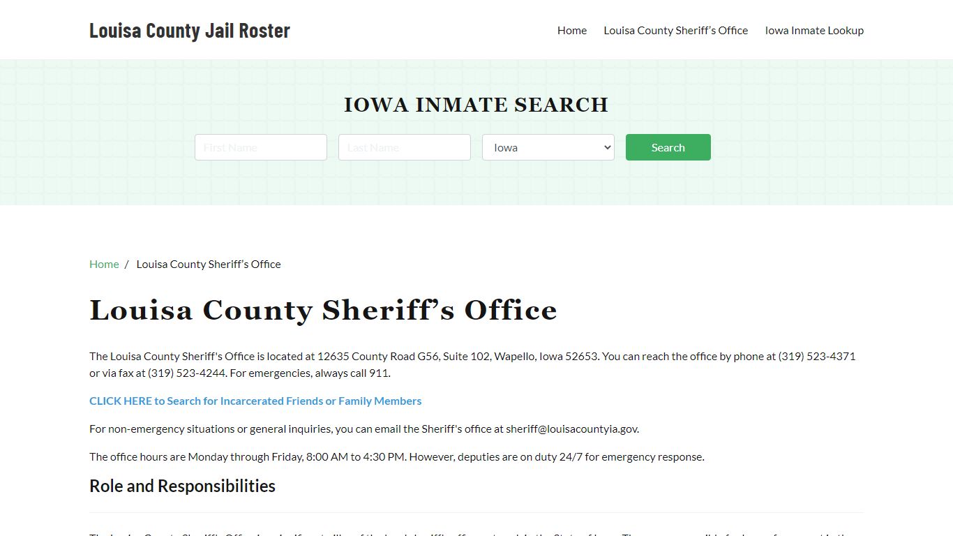 Louisa County Sheriff Office, IA, Arrest Warrants Search