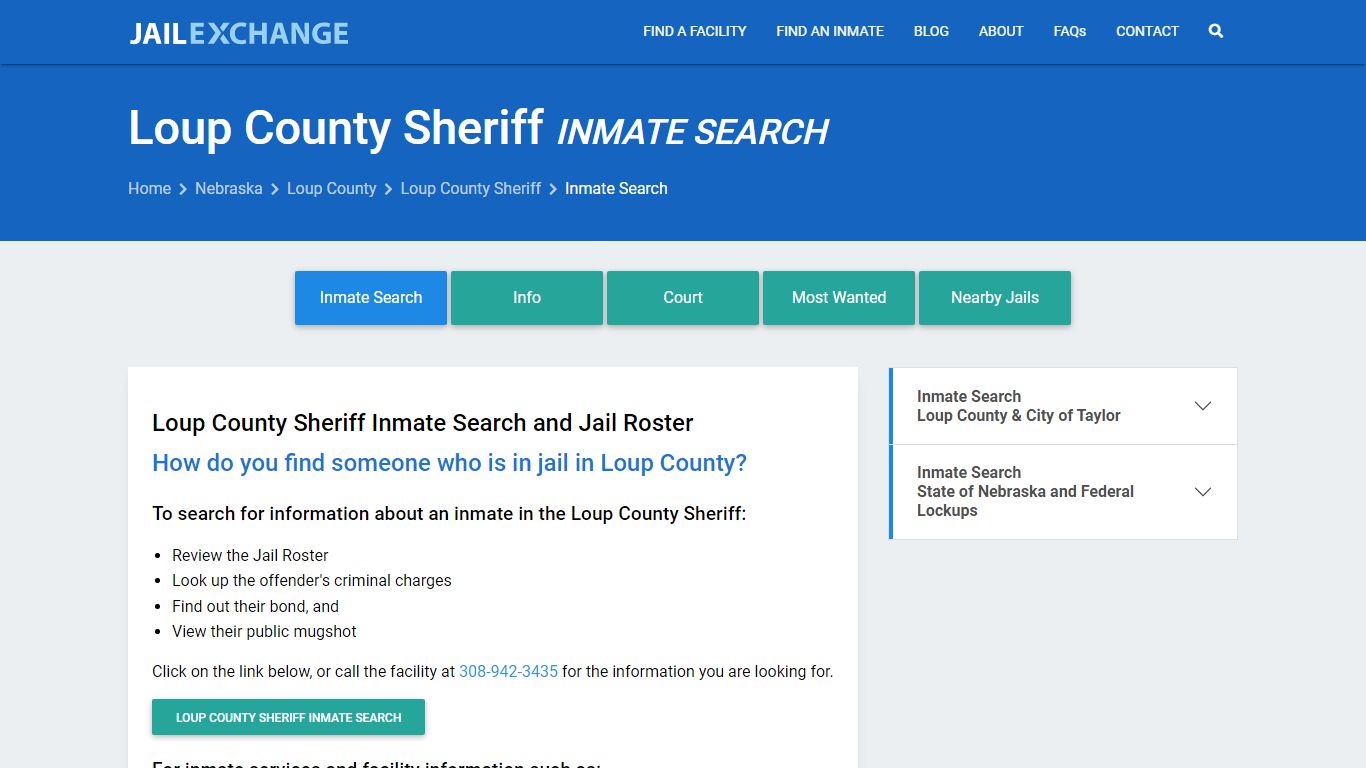 Inmate Search: Roster & Mugshots - Loup County Sheriff, NE - Jail Exchange