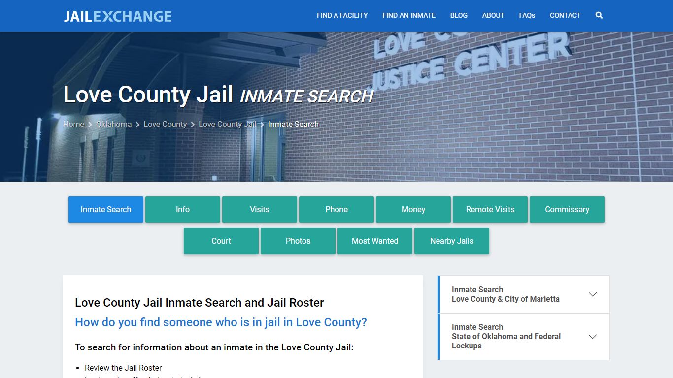 Inmate Search: Roster & Mugshots - Love County Jail, OK
