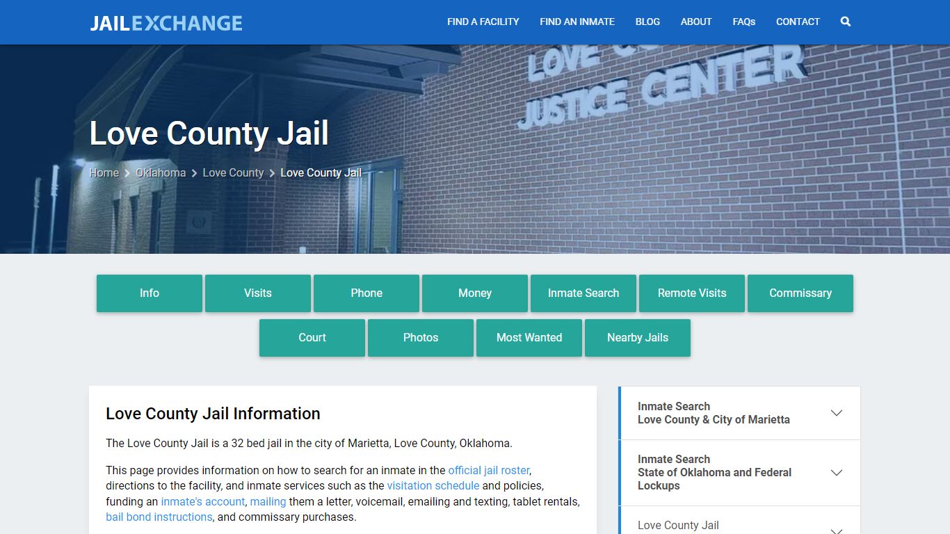 Love County Jail, OK Inmate Search, Information