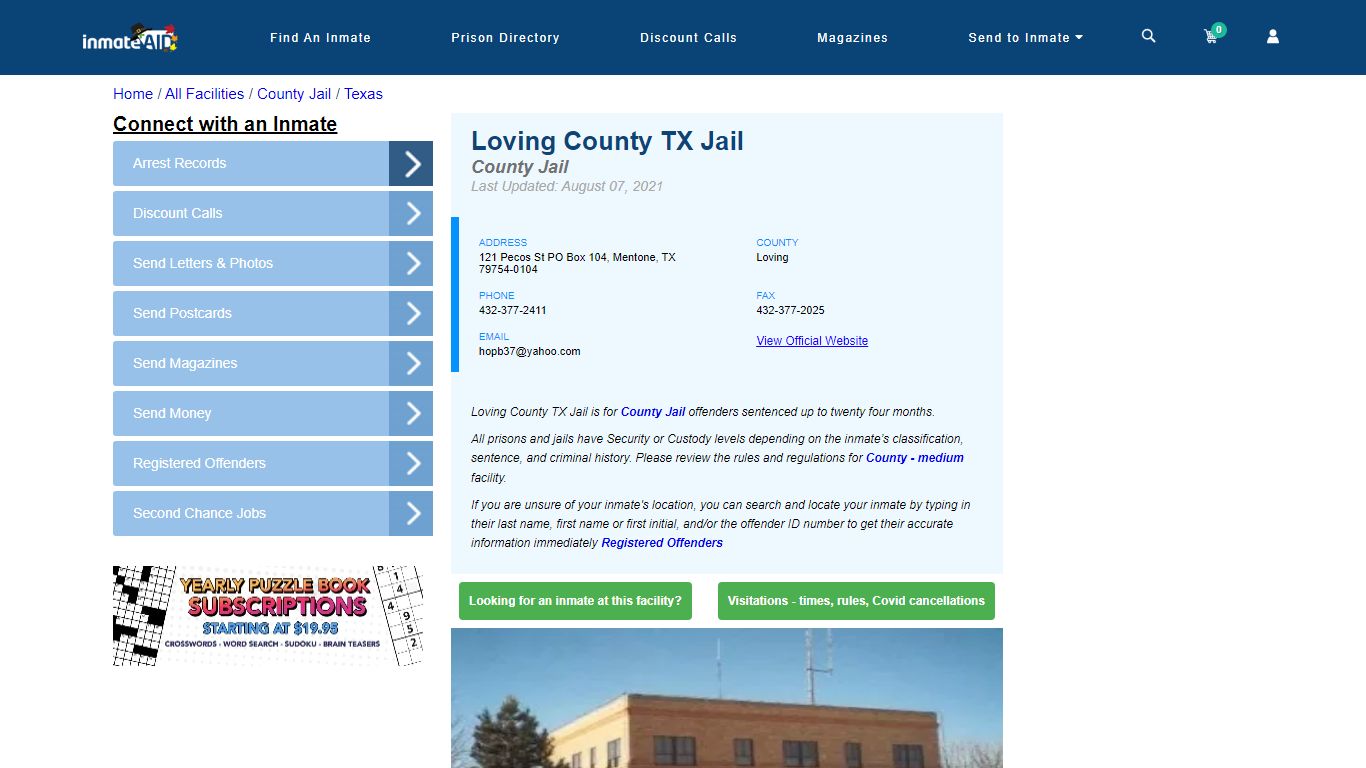 Loving County TX Jail - Inmate Locator - Mentone, TX