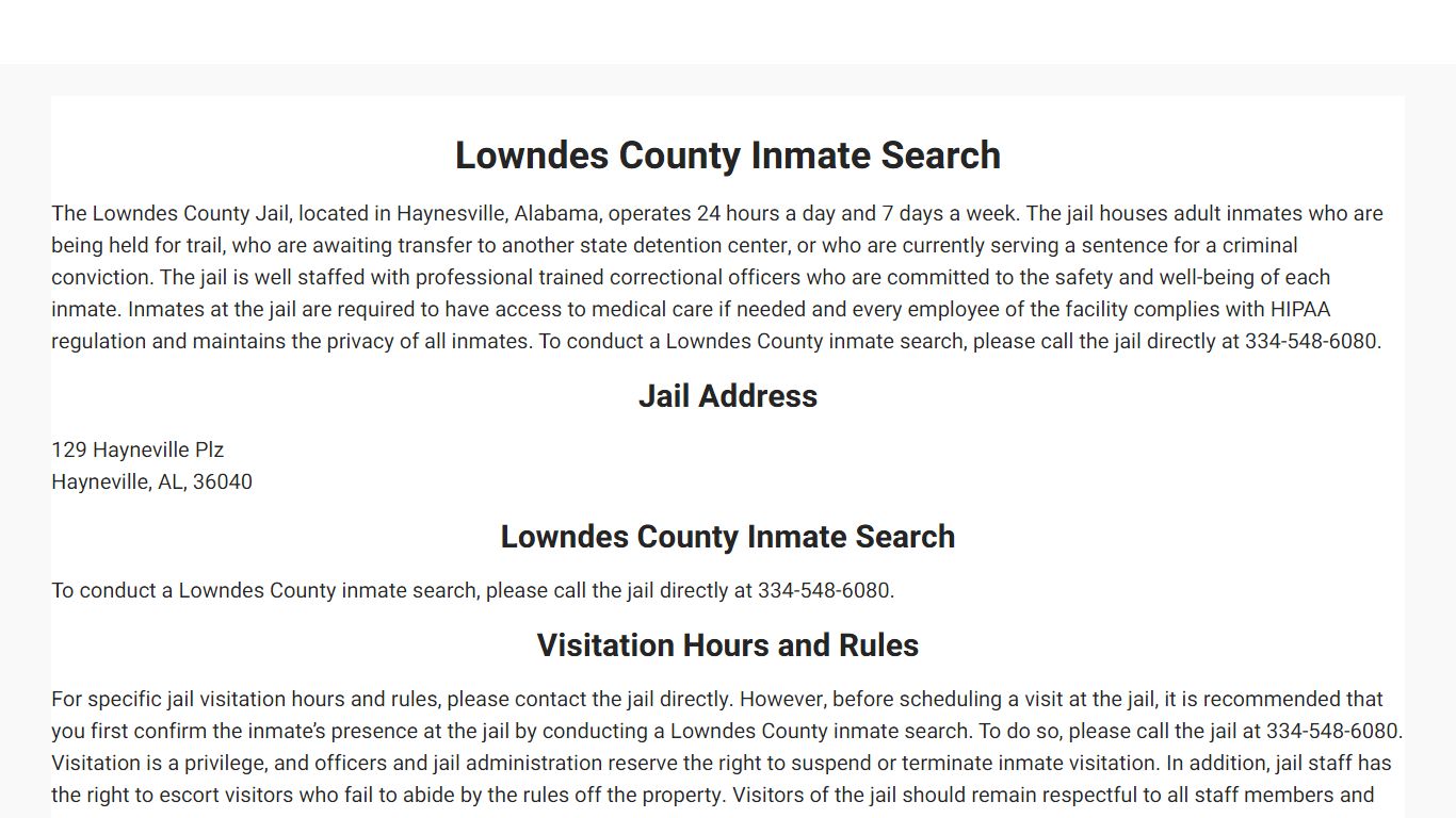 Lowndes County Inmate Search