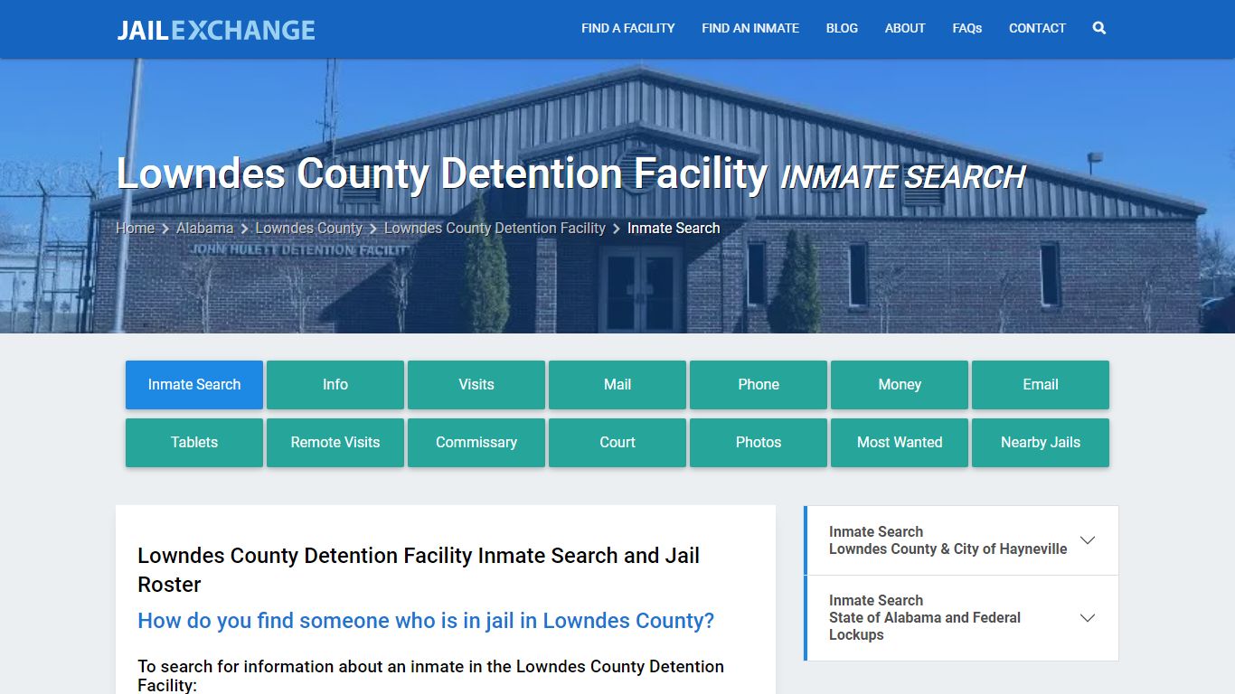 Lowndes County Detention Facility Inmate Search - Jail Exchange