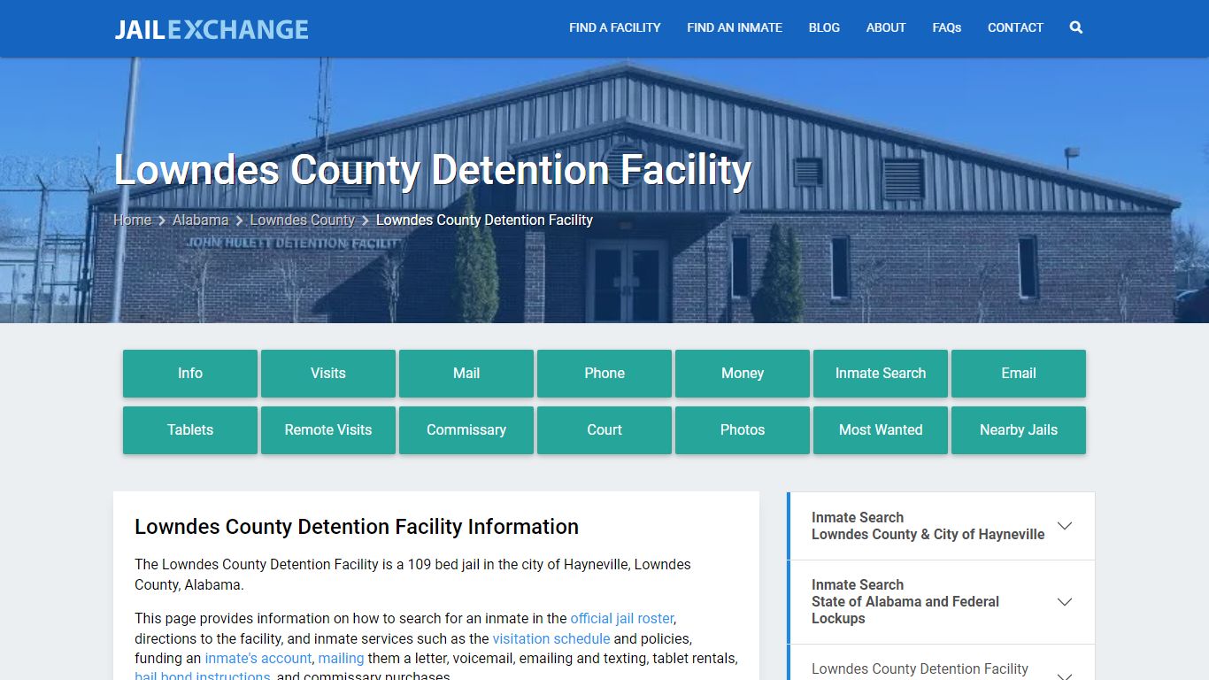 Lowndes County Detention Facility, AL Inmate Search, Information