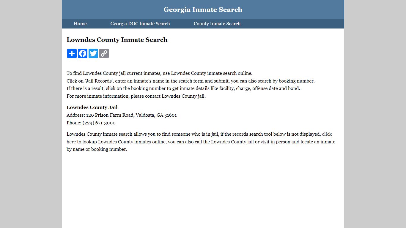 Lowndes County Inmate Search
