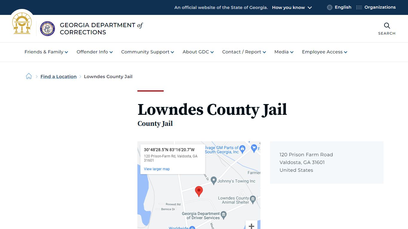Lowndes County Jail | Georgia Department of Corrections